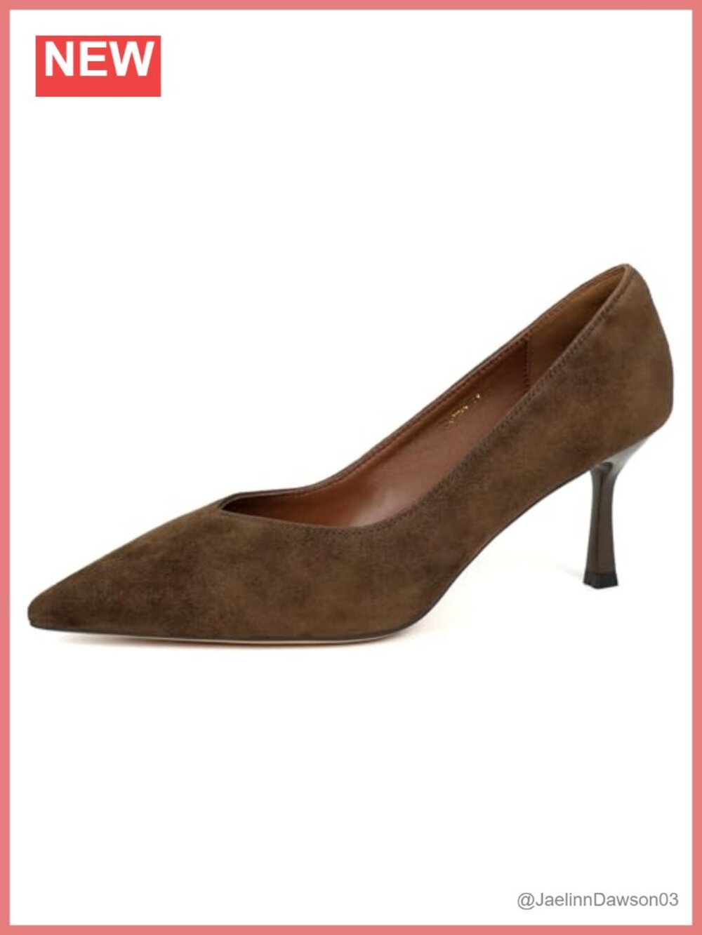Genuine Leather & Suede Pointed Toe Pumps, 7cm Mid Heel Dress Shoes for Office